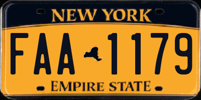 NY license plate FAA1179