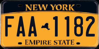NY license plate FAA1182