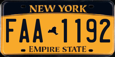 NY license plate FAA1192
