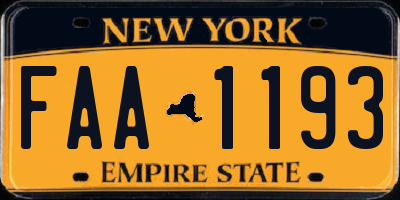 NY license plate FAA1193
