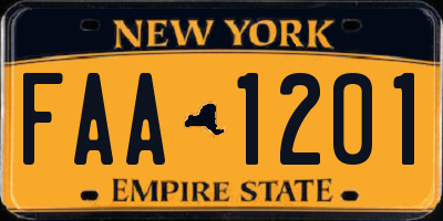 NY license plate FAA1201