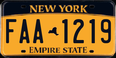 NY license plate FAA1219