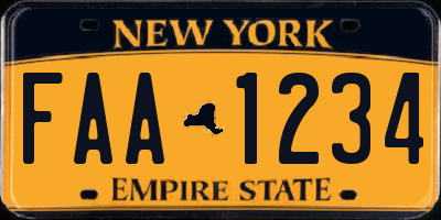 NY license plate FAA1234
