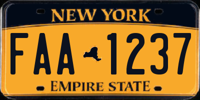 NY license plate FAA1237