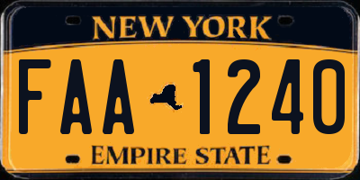 NY license plate FAA1240