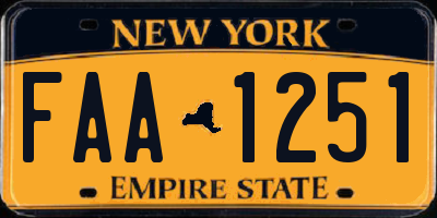 NY license plate FAA1251