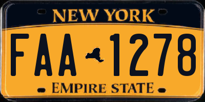 NY license plate FAA1278