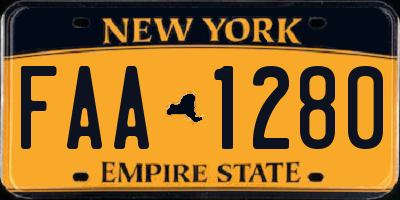 NY license plate FAA1280