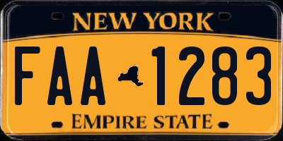 NY license plate FAA1283