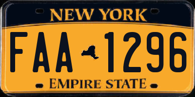 NY license plate FAA1296