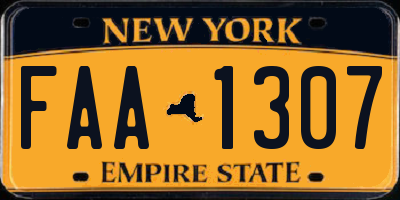 NY license plate FAA1307