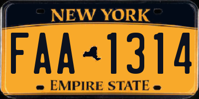 NY license plate FAA1314