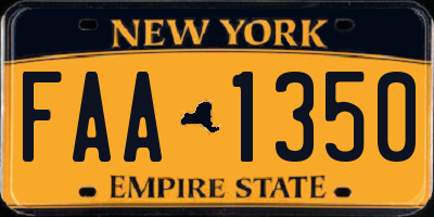 NY license plate FAA1350
