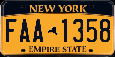 NY license plate FAA1358