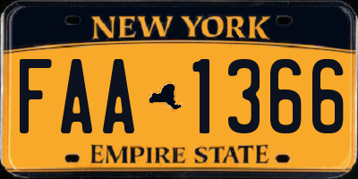 NY license plate FAA1366