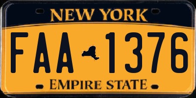 NY license plate FAA1376