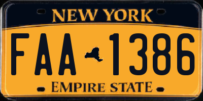 NY license plate FAA1386