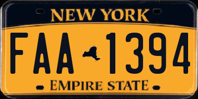 NY license plate FAA1394