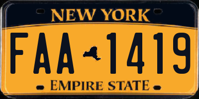 NY license plate FAA1419