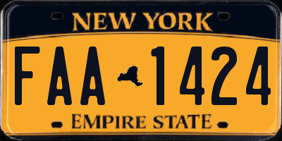NY license plate FAA1424