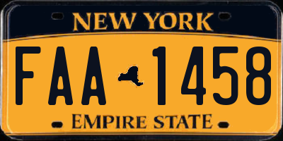 NY license plate FAA1458