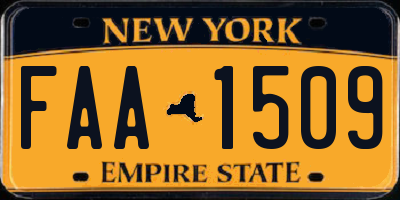 NY license plate FAA1509