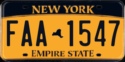 NY license plate FAA1547