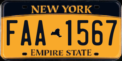 NY license plate FAA1567