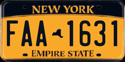 NY license plate FAA1631