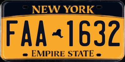 NY license plate FAA1632