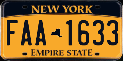 NY license plate FAA1633