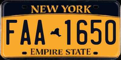 NY license plate FAA1650