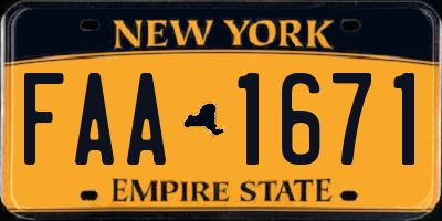NY license plate FAA1671