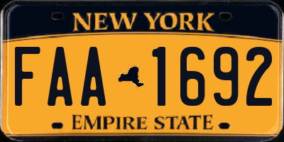 NY license plate FAA1692