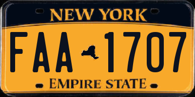 NY license plate FAA1707