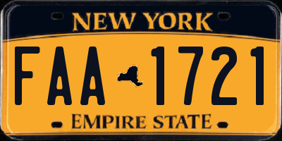 NY license plate FAA1721