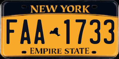 NY license plate FAA1733