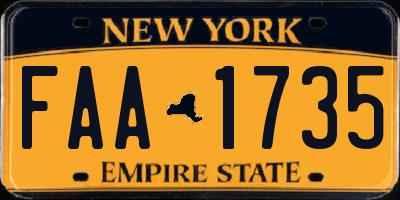 NY license plate FAA1735