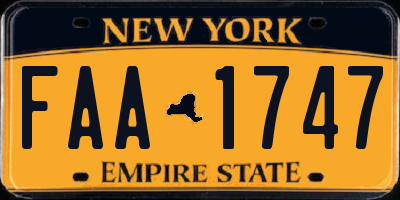 NY license plate FAA1747