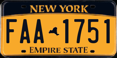 NY license plate FAA1751