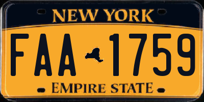 NY license plate FAA1759