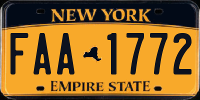 NY license plate FAA1772