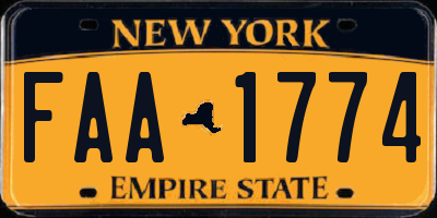 NY license plate FAA1774