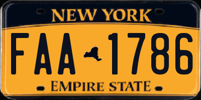 NY license plate FAA1786