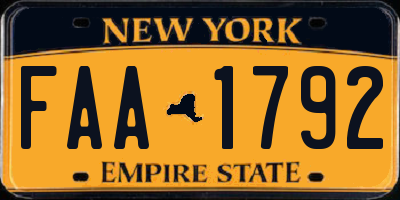 NY license plate FAA1792