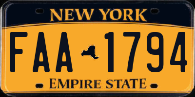 NY license plate FAA1794