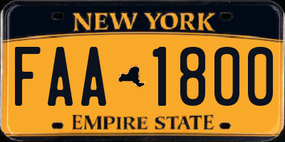 NY license plate FAA1800