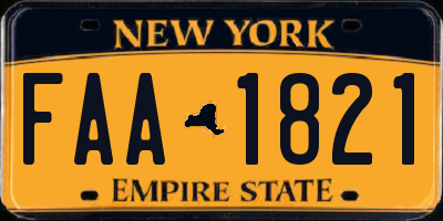 NY license plate FAA1821