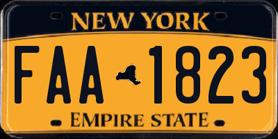 NY license plate FAA1823