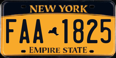 NY license plate FAA1825